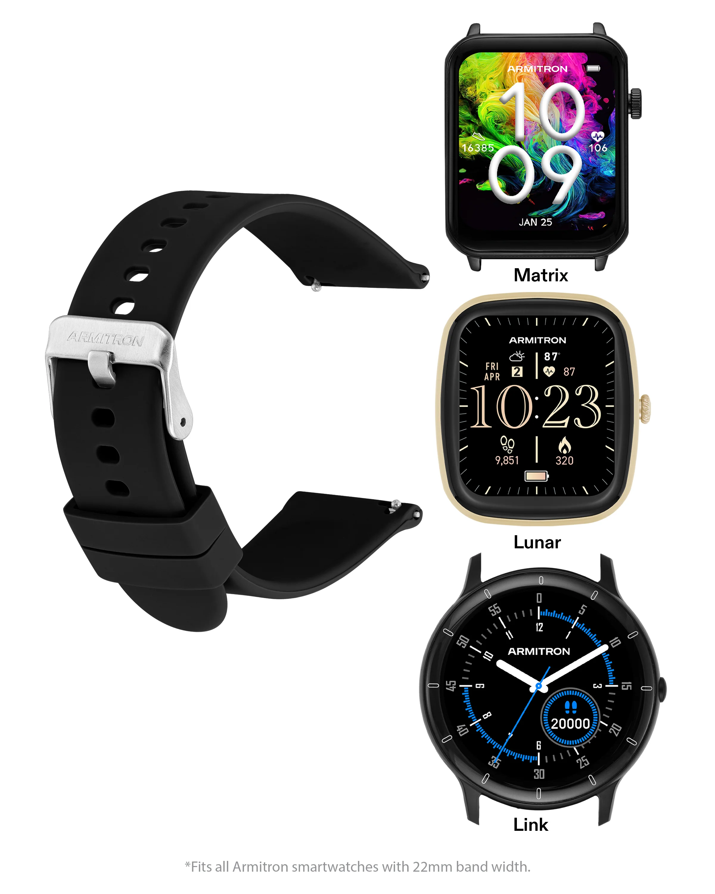 Armitron Connect™ Smooth Silicone Band | 22mm - Image 4