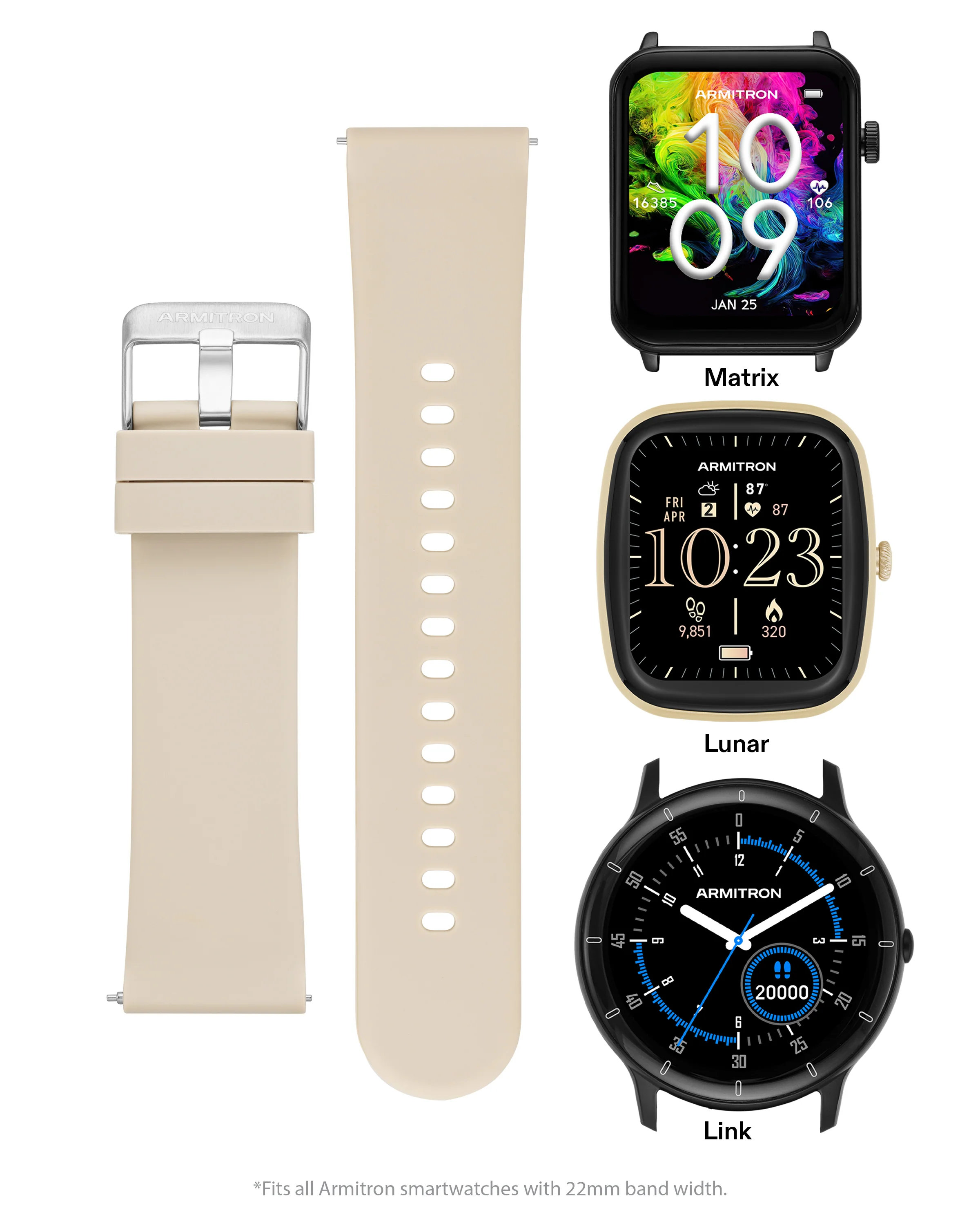 Armitron Connect™ Smooth Silicone Band | 22mm - Image 5