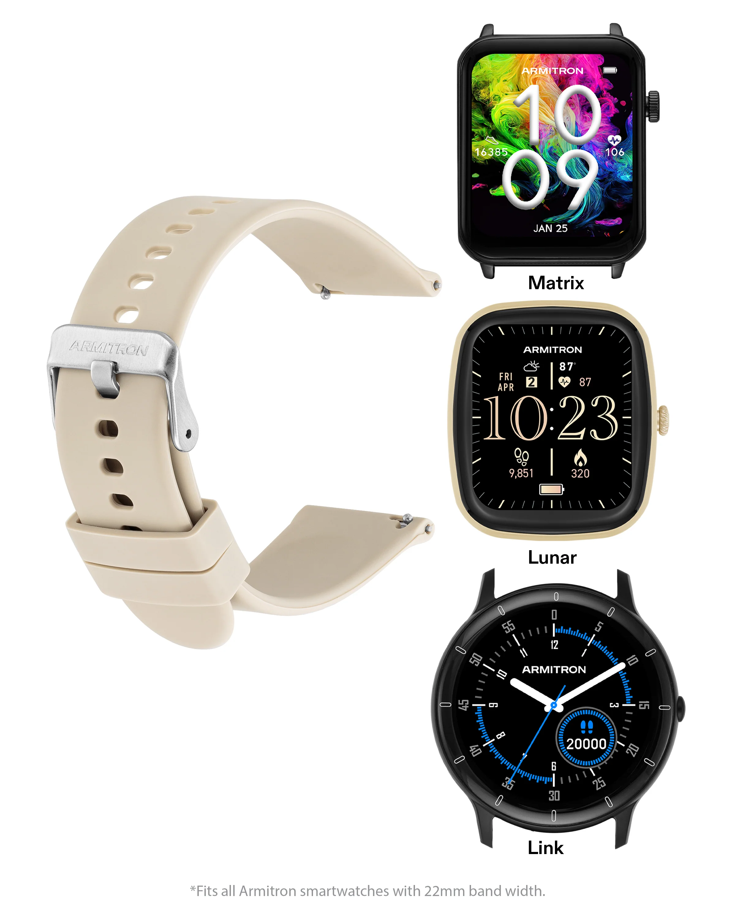 Armitron Connect™ Smooth Silicone Band | 22mm - Image 6