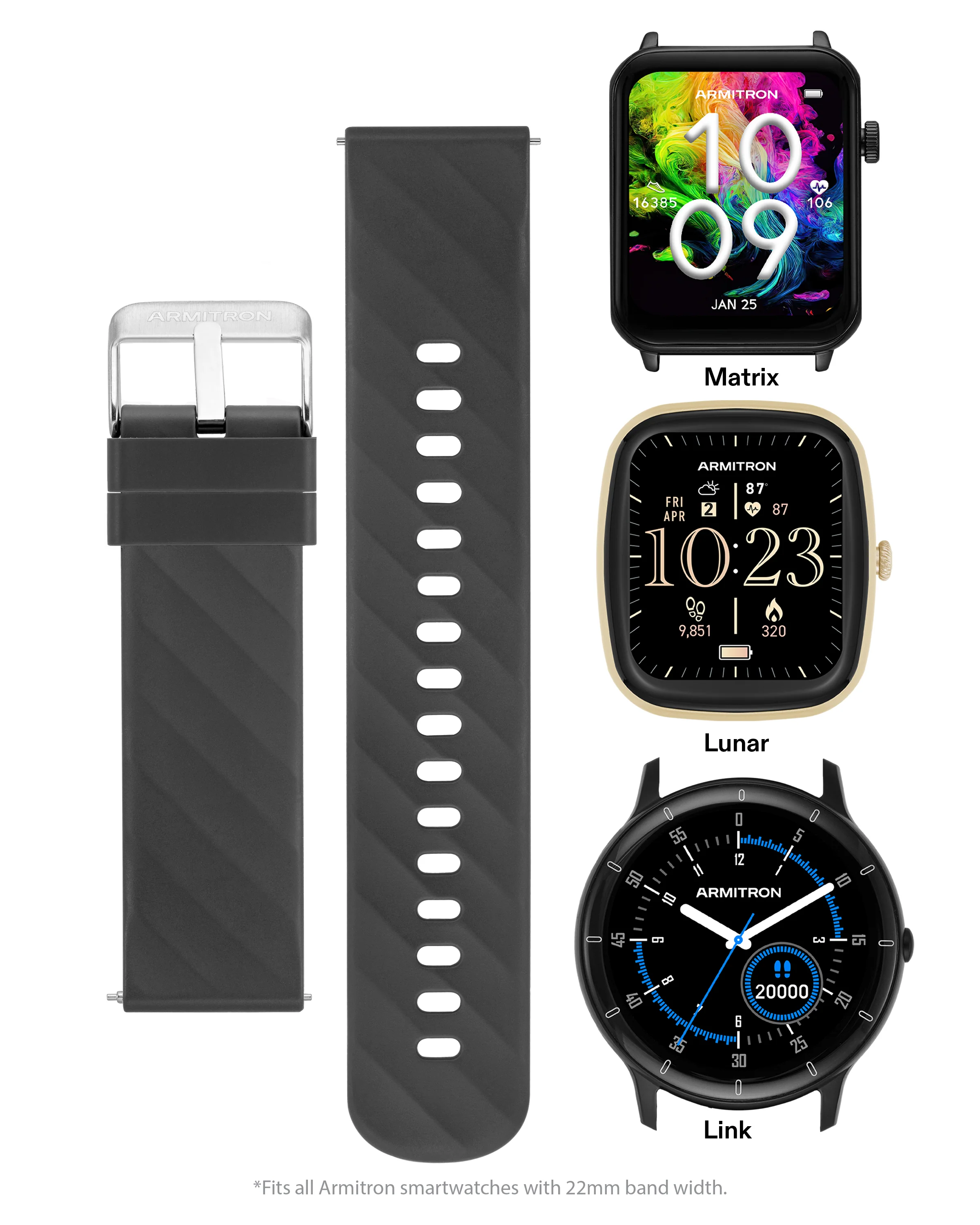 Armitron Connect™ Textured Silicone Band | 22mm - Image 3