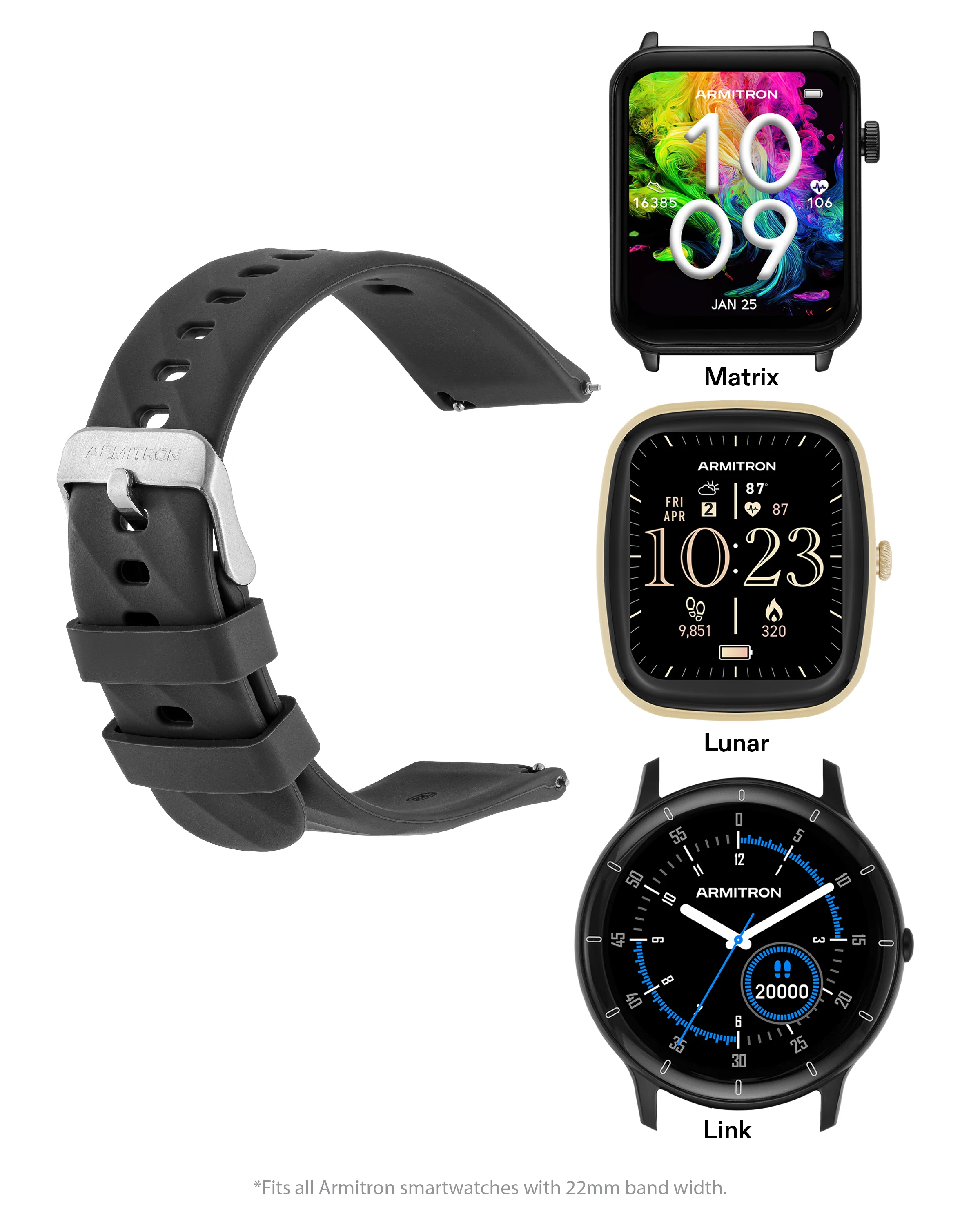 Armitron Connect™ Textured Silicone Band | 22mm - Image 4